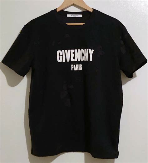 givenchy leather patch t shirt|Givenchy distressed t shirt.